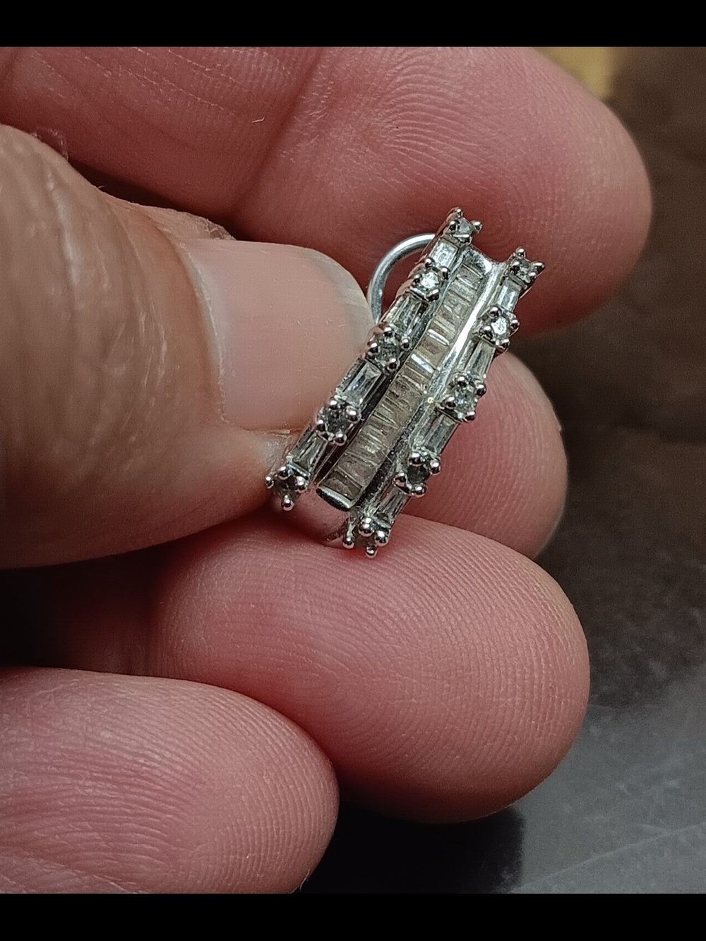 PRICE IS FIRM Solid 14k White Gold Earring With Genuine Diamonds
